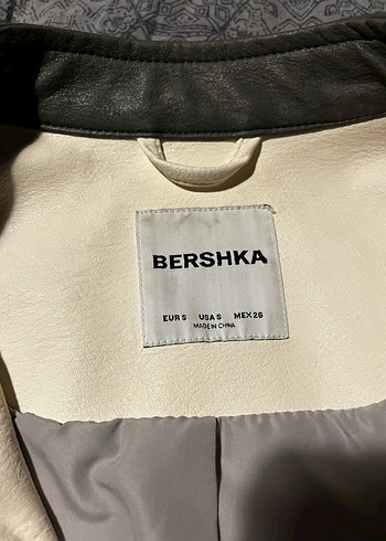 s Beden Bershka Beyaz Deri Biker Ceket