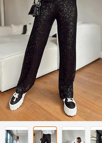 Diğer beli lastikli likralı payetli pantolon