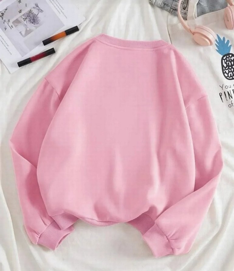 Pembe Brooklyn Baskılı Rahat Sweatshirt - Görsel 2