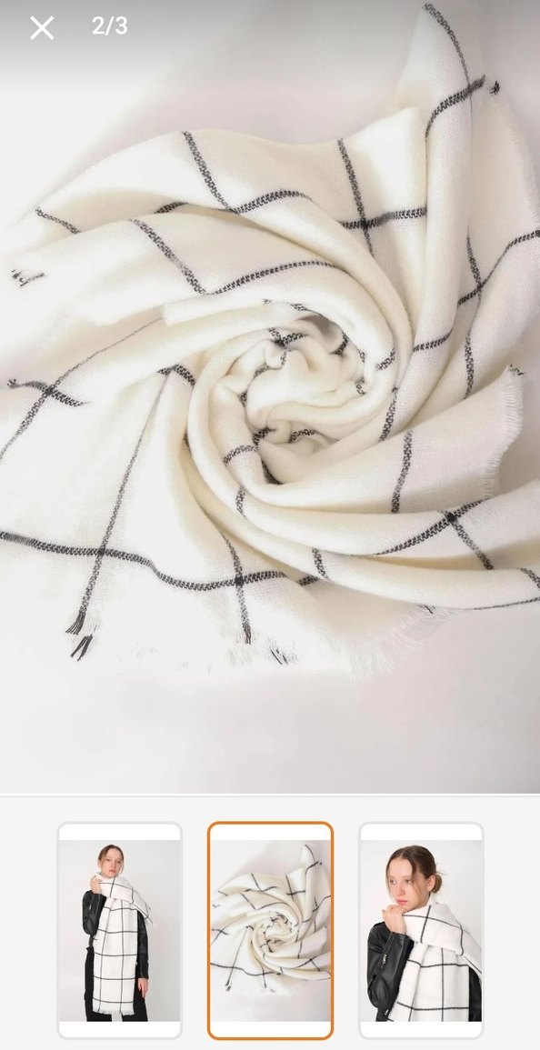 Gri Detaylı Beyaz Kadın Şal - Görsel 2