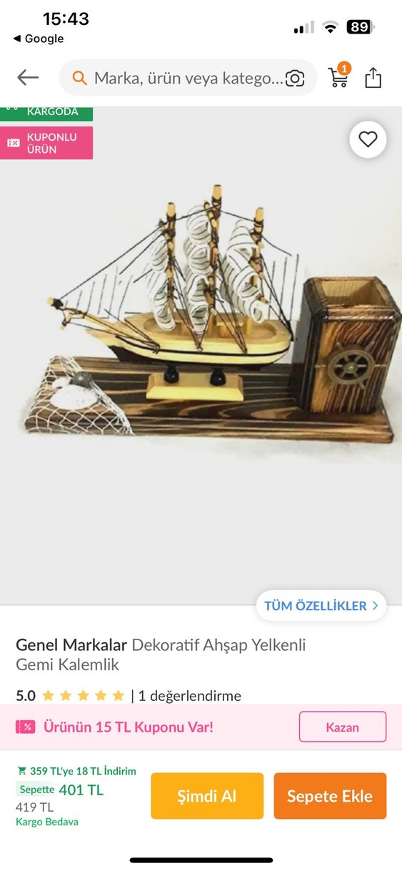 Beyaz Gemi Figürlü Kalemlik - Görsel 2