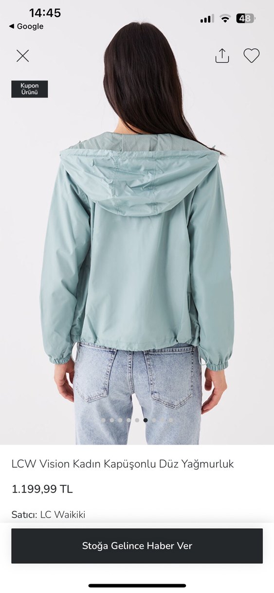 LCW Vision Kadın Turkuaz Kapüşonlu Yağmurluk - Görsel 2