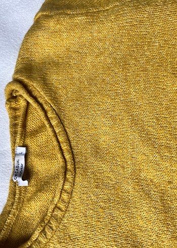 Sarı Bohem Örgü Kadın Kazak - Görsel 3