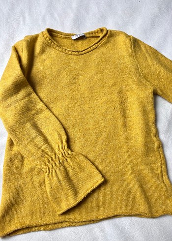 Sarı Bohem Örgü Kadın Kazak - Görsel 2