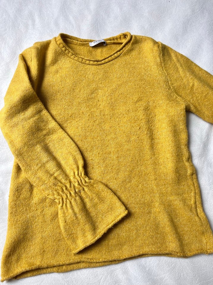 Sarı Bohem Örgü Kadın Kazak - Görsel 2