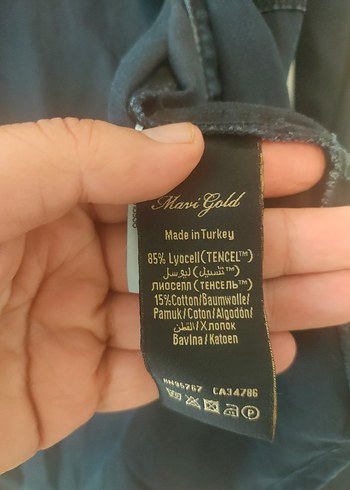 Mavi Kadın Lacivert Denim Düğmeli Gömlek Mavi Gold