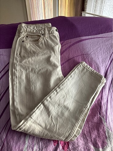 Yüksek bel ekru mom jeans