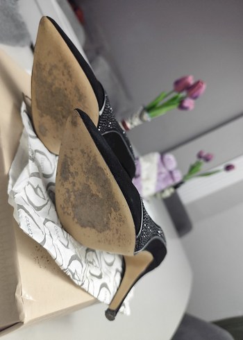 Kemal Tanca Siyah Süet Stiletto Klasik Kadın Ayakkabı - Görsel 8