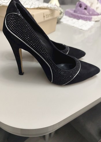 Kemal Tanca Siyah Süet Stiletto Klasik Kadın Ayakkabı - Görsel 10