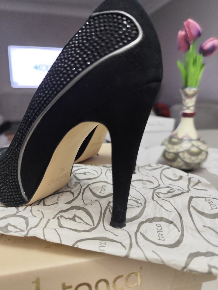 Kemal Tanca Siyah Süet Stiletto Klasik Kadın Ayakkabı - Görsel 3