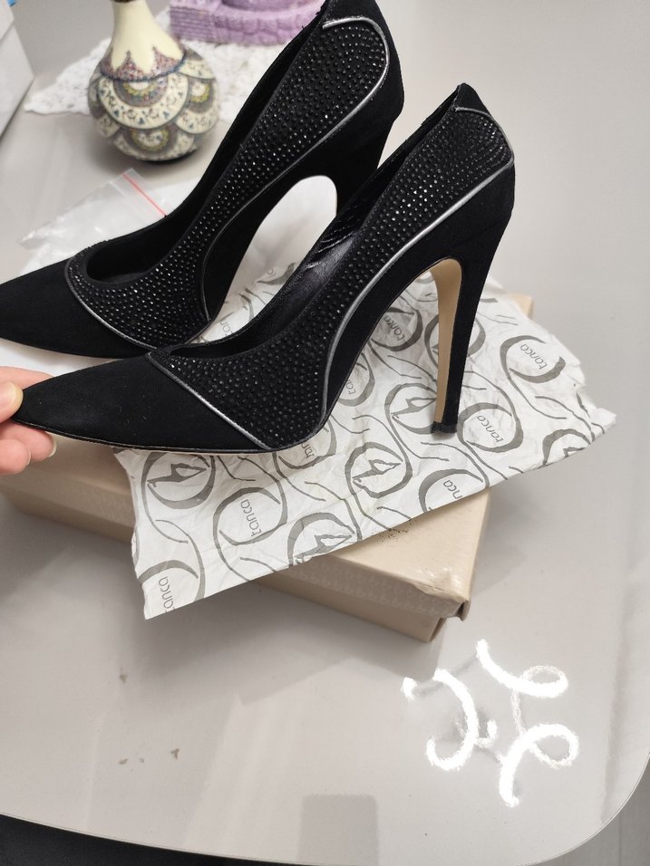 Kemal Tanca Siyah Süet Stiletto Klasik Kadın Ayakkabı - Görsel 5