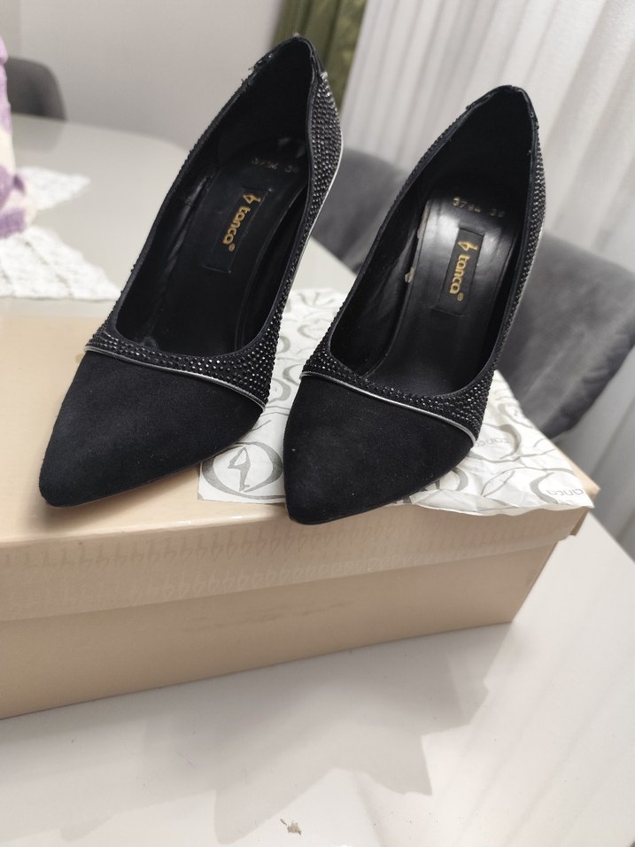 Kemal Tanca Siyah Süet Stiletto Klasik Kadın Ayakkabı - Görsel 2