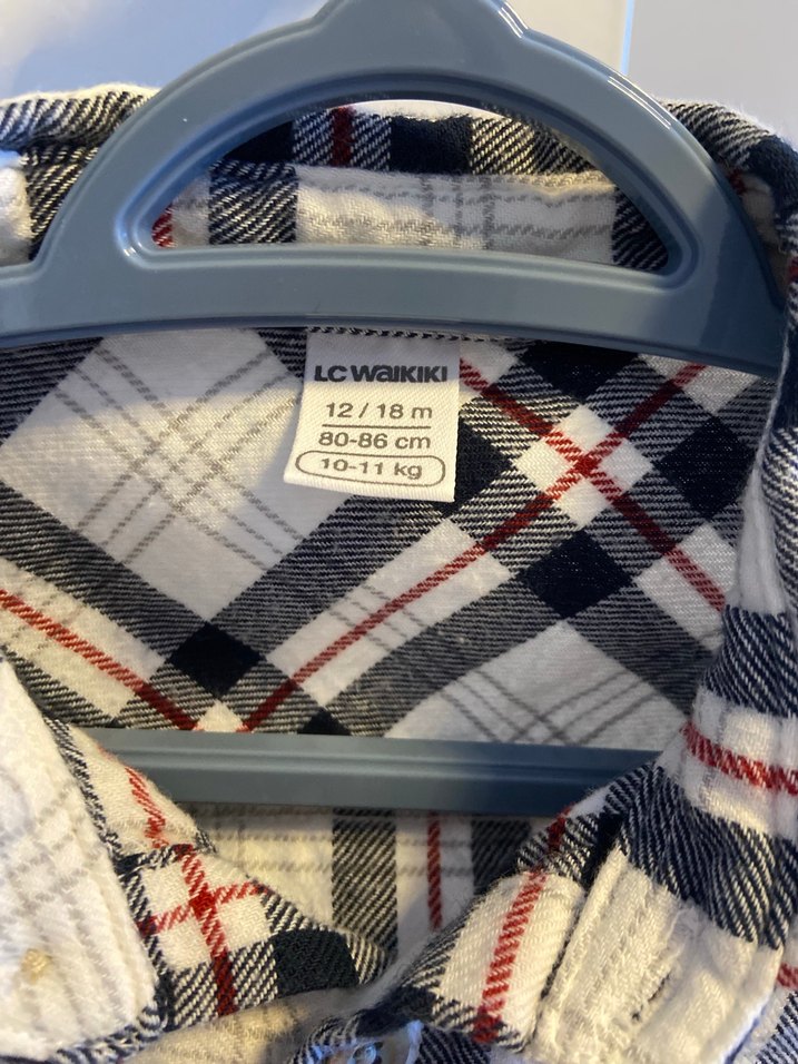 Erkek Çocuk Gri Ekose Uzun Kollu Gömlek - Görsel 4