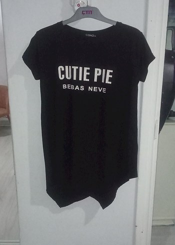 m Beden siyah Renk Kız Çocuk Siyah Baskılı Pamuklu Tişört