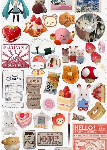 Yeni Yıl Temalı Pastel Pembe Çıkartmalar