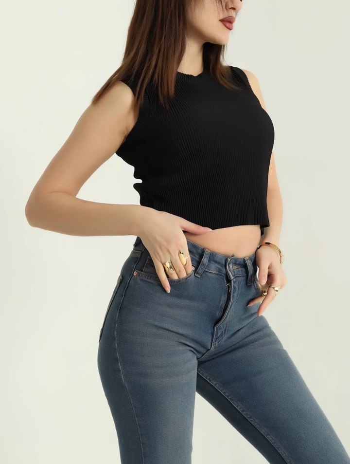 Siyah Normal Boy Kadın Slim tişört - Görsel 3