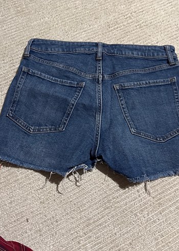 Nakışlı Koyu Mavi Kadın Denim Mini Şort - Görsel 4