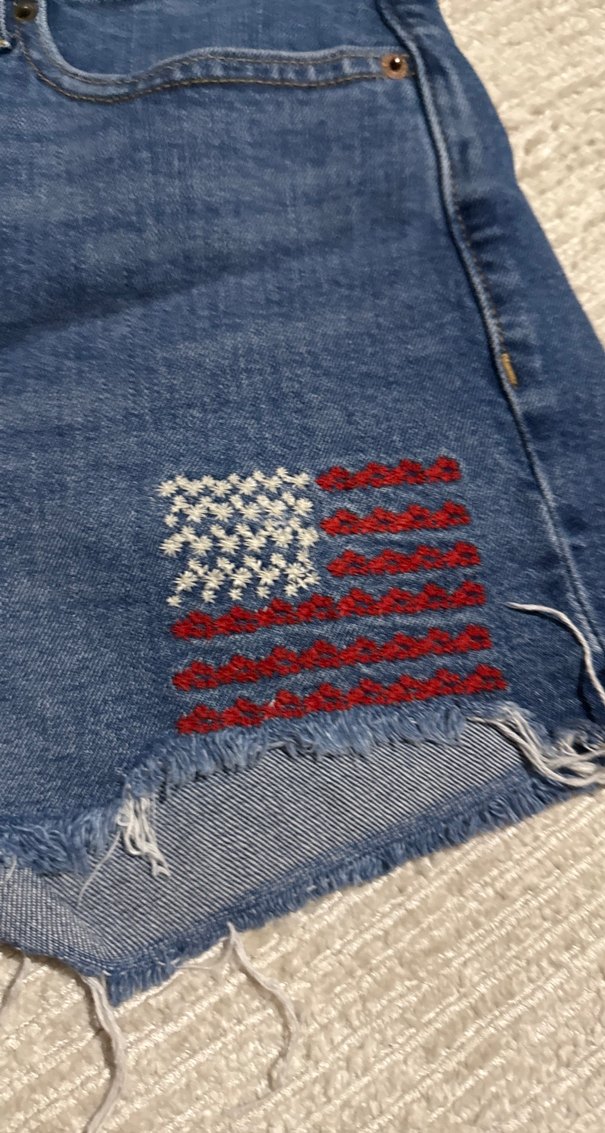 Nakışlı Koyu Mavi Kadın Denim Mini Şort - Görsel 3