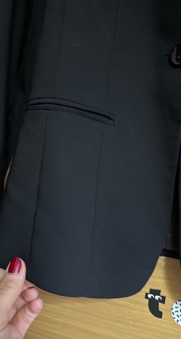 Siyah Düğmeli Kadın Blazer Ceket - Görsel 3