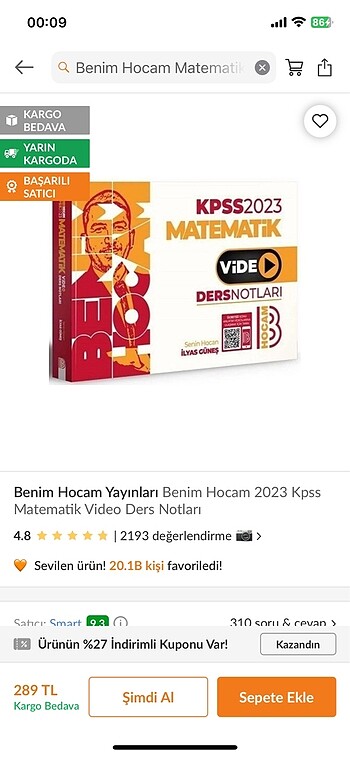  Benim Hocam KPSS Matematik Video Ders Notları