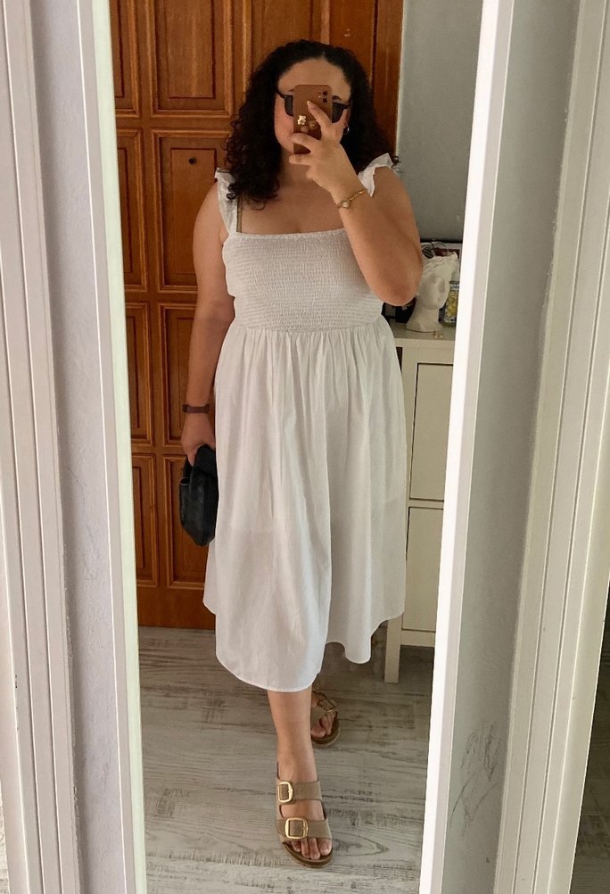 Beyaz Midi astarlı Bohem Elbise - Görsel 2
