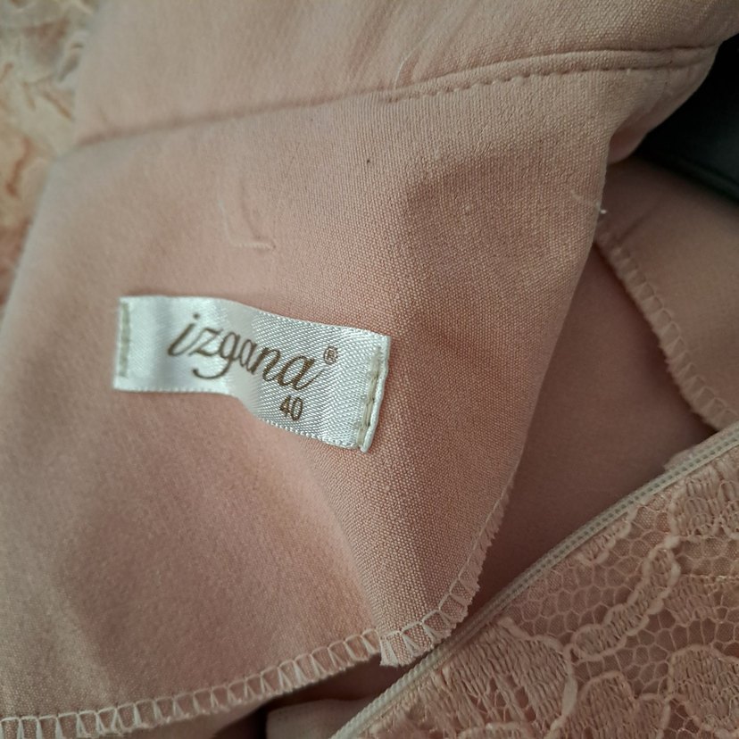 Dantel Detaylı Pembe Uzun Abiye Elbise - Görsel 4