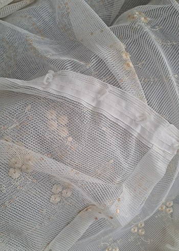 Bohem Nakışlı Beyaz Tül Perde 2 iki adet - Görsel 3