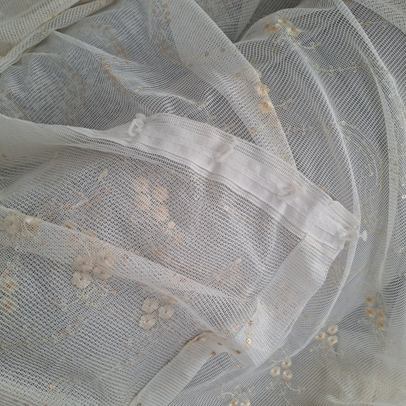 Bohem Nakışlı Beyaz Tül Perde 2 iki adet - Görsel 3