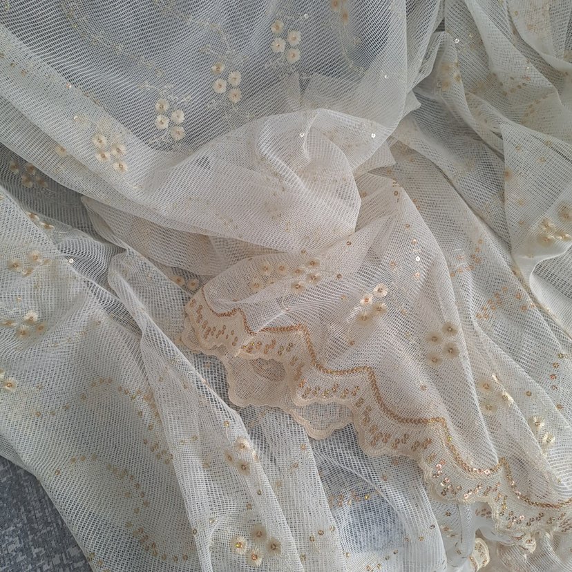 Bohem Nakışlı Beyaz Tül Perde 2 iki adet - Görsel 2