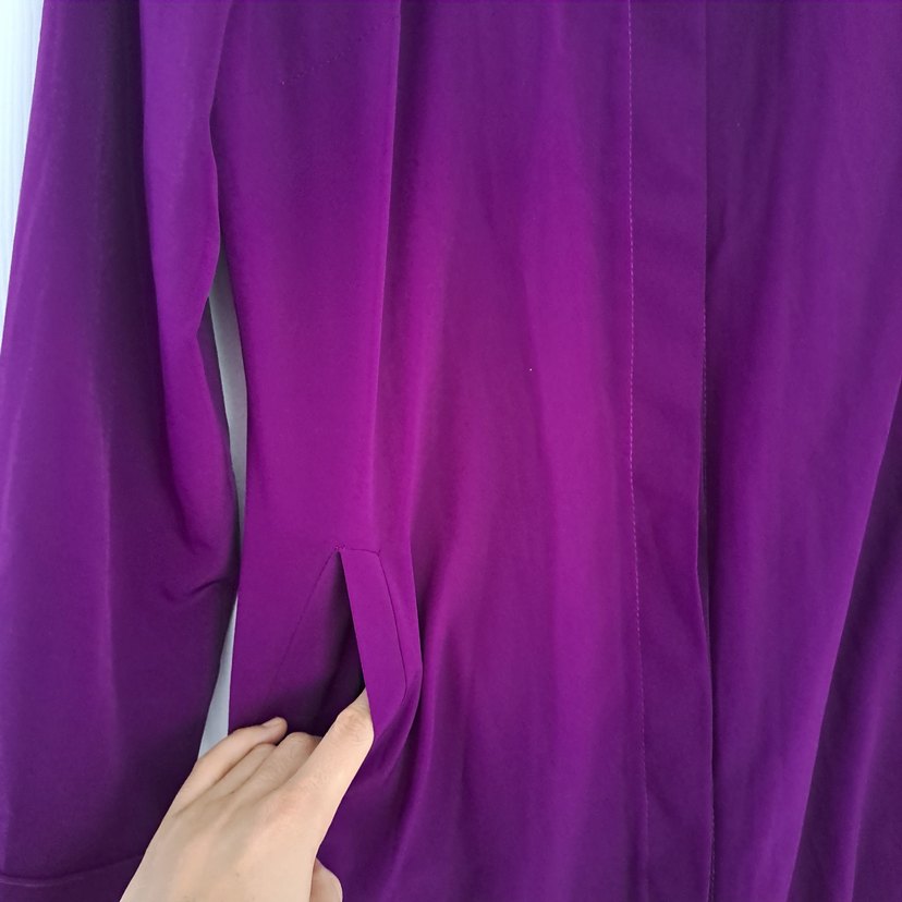 Düğmeli Mor Kadın Uzun Tunik - Görsel 3