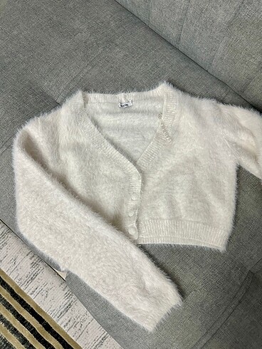 Peluş hırka crop