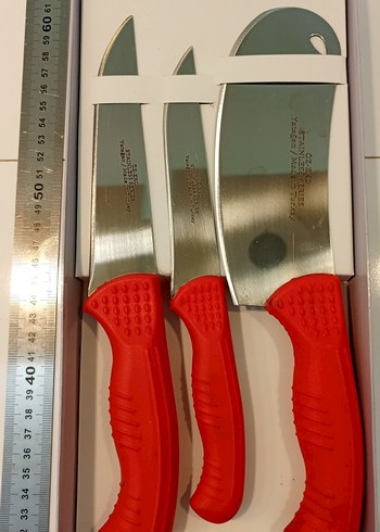 Kırmızı Saplı 3 Parça Mutfak Bıçak Seti - Görsel 2
