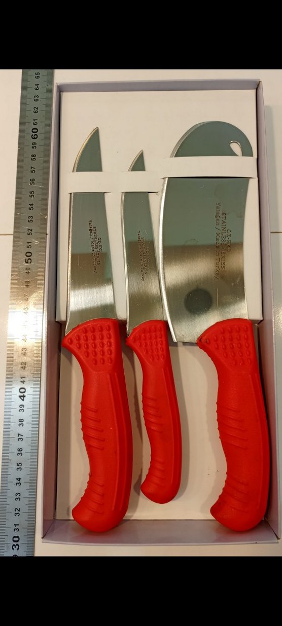 Kırmızı Saplı 3 Parça Mutfak Bıçak Seti - Görsel 2