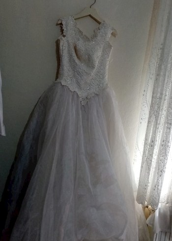 Vintage Dantelli Beyaz Prenses Gelinlik