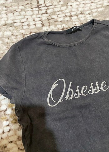 Gri Kısa Kollu Kadın Tişört Crop - Görsel 2