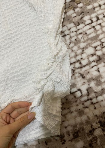 Beyaz Dokulu Kumaş Bluz Milla - Görsel 3