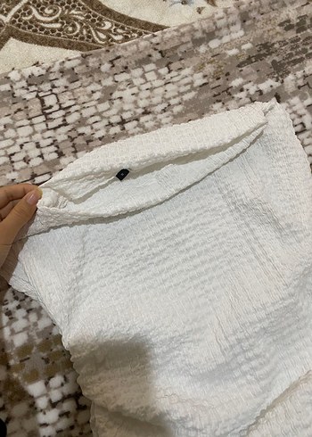 Beyaz Dokulu Kumaş Bluz Milla - Görsel 2