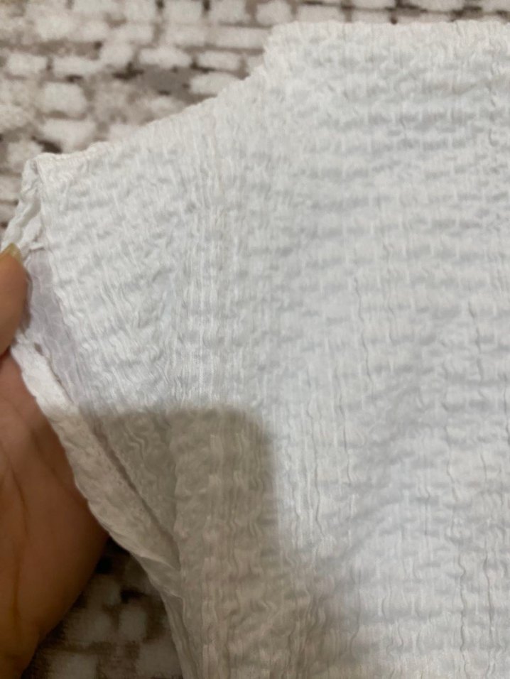 Beyaz Dokulu Kumaş Bluz Milla - Görsel 4