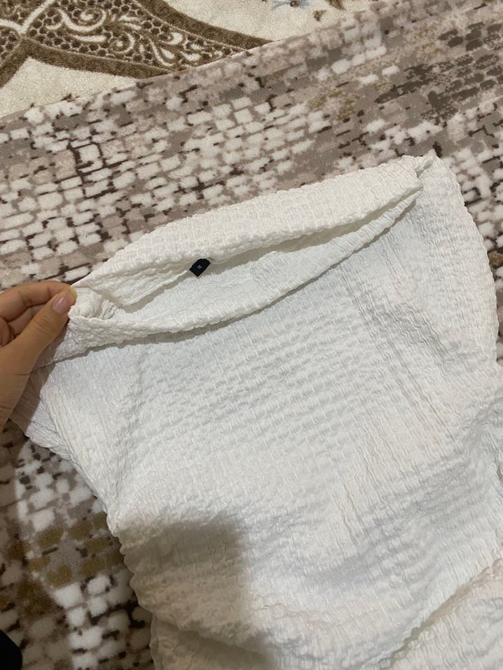 Beyaz Dokulu Kumaş Bluz Milla - Görsel 2