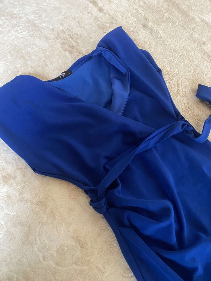 Vatkalı V Yaka Kadın Abiye Elbise - Görsel 5