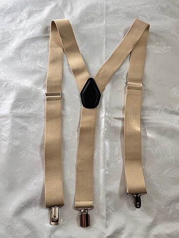 Krem rengi ayarlanabilir lastikli askı - Görsel 4