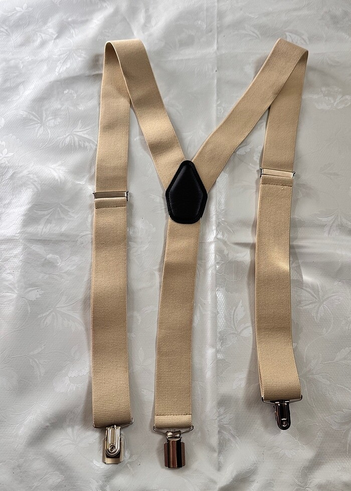 Krem rengi ayarlanabilir lastikli askı - Görsel 4