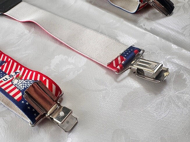 USA bayraklı kartallı pantolon askısı - Görsel 2