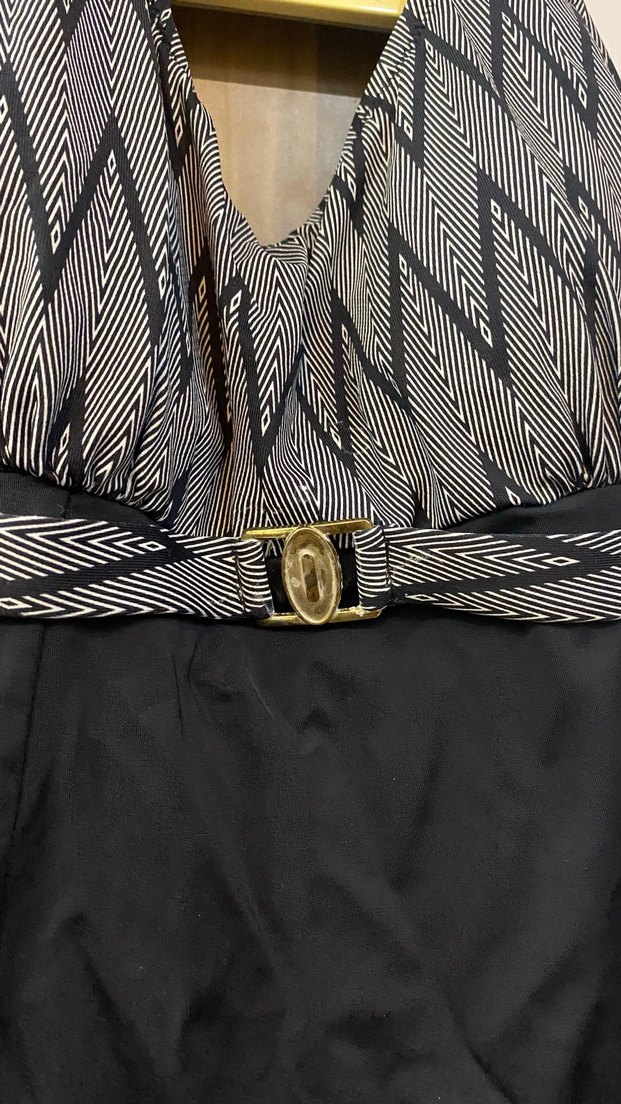 Kemerli Siyah Gri Midi Kadın Mayo - Görsel 2