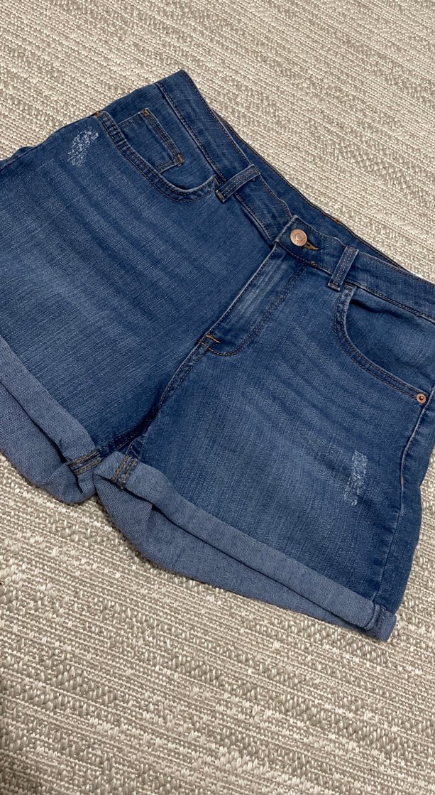 Kadın Mavi Denim Mini Şort - Görsel 2