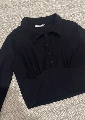 Düğmeli Siyah Uzun Kollu Gömlek - Görsel 2