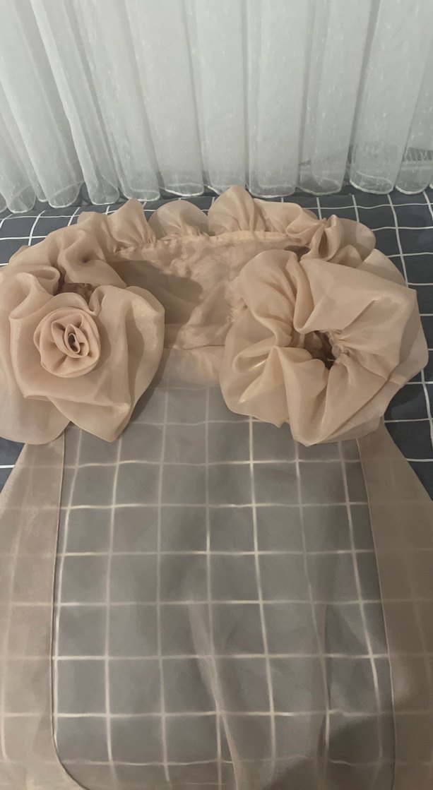 Straplez Parlak Bej Uzun Abiye Elbise - Görsel 3