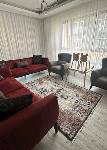 Bellona Modern Klasik Bordo ve Gri Desenli Koltuk Örtüsü