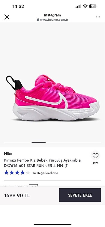 Nike spor ayakkabı bebek