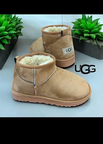 Bej Süet UGG Kadın Tüylü Dolgu Topuk Bot